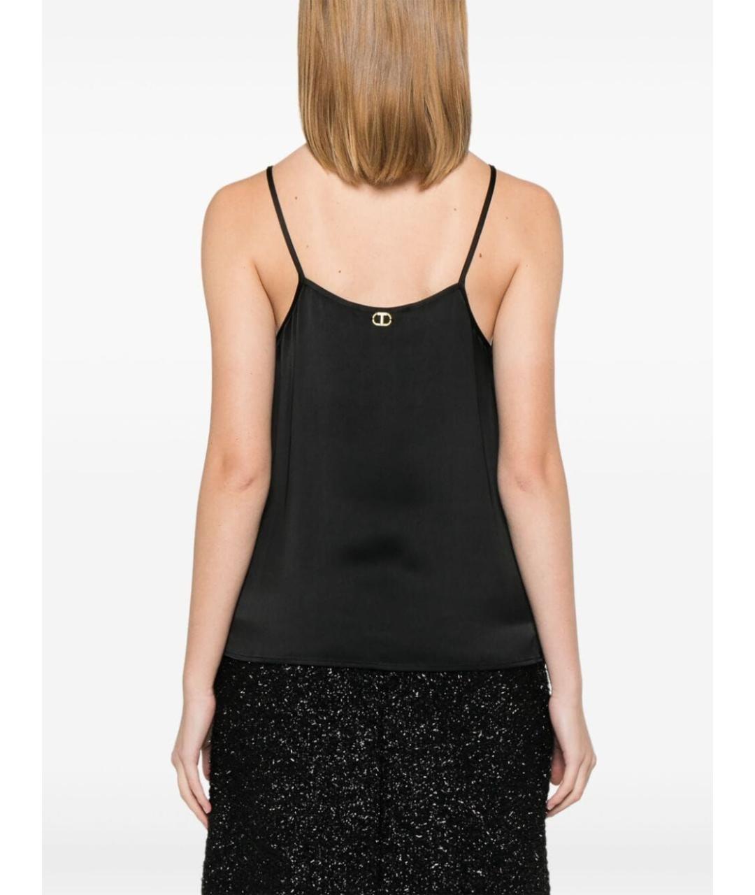 TWIN-SET Черная вискозная майка, фото 5