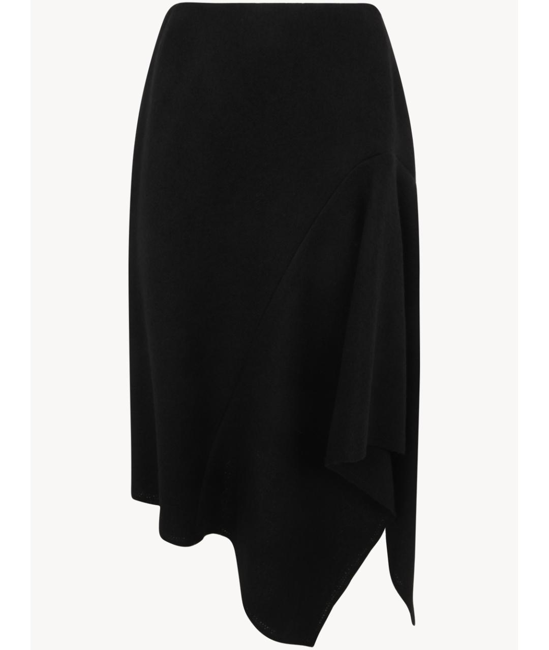 DRIES VAN NOTEN Черная шерстяная юбка миди, фото 1