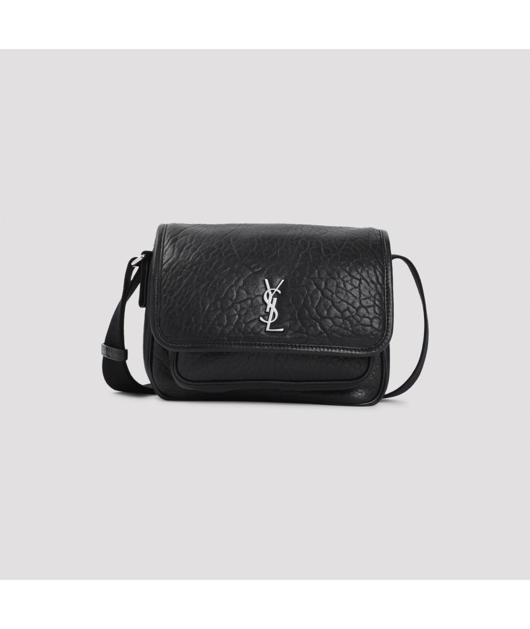 SAINT LAURENT Черная кожаная сумка на плечо, фото 2