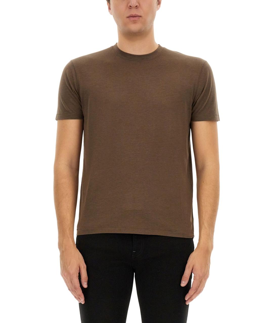 TOM FORD Коричневая хлопковая футболка, фото 2