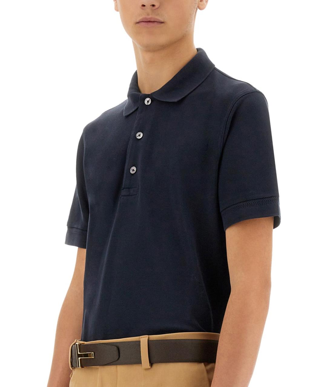 TOM FORD Синее хлопковое поло с коротким рукавом, фото 5