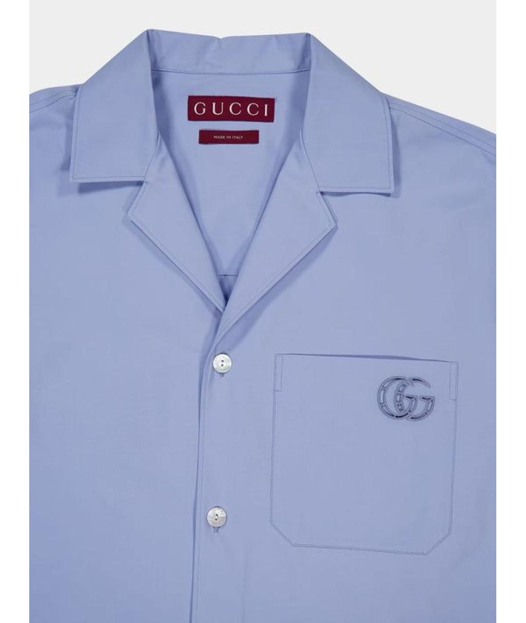 GUCCI Синяя хлопковая кэжуал рубашка, фото 3