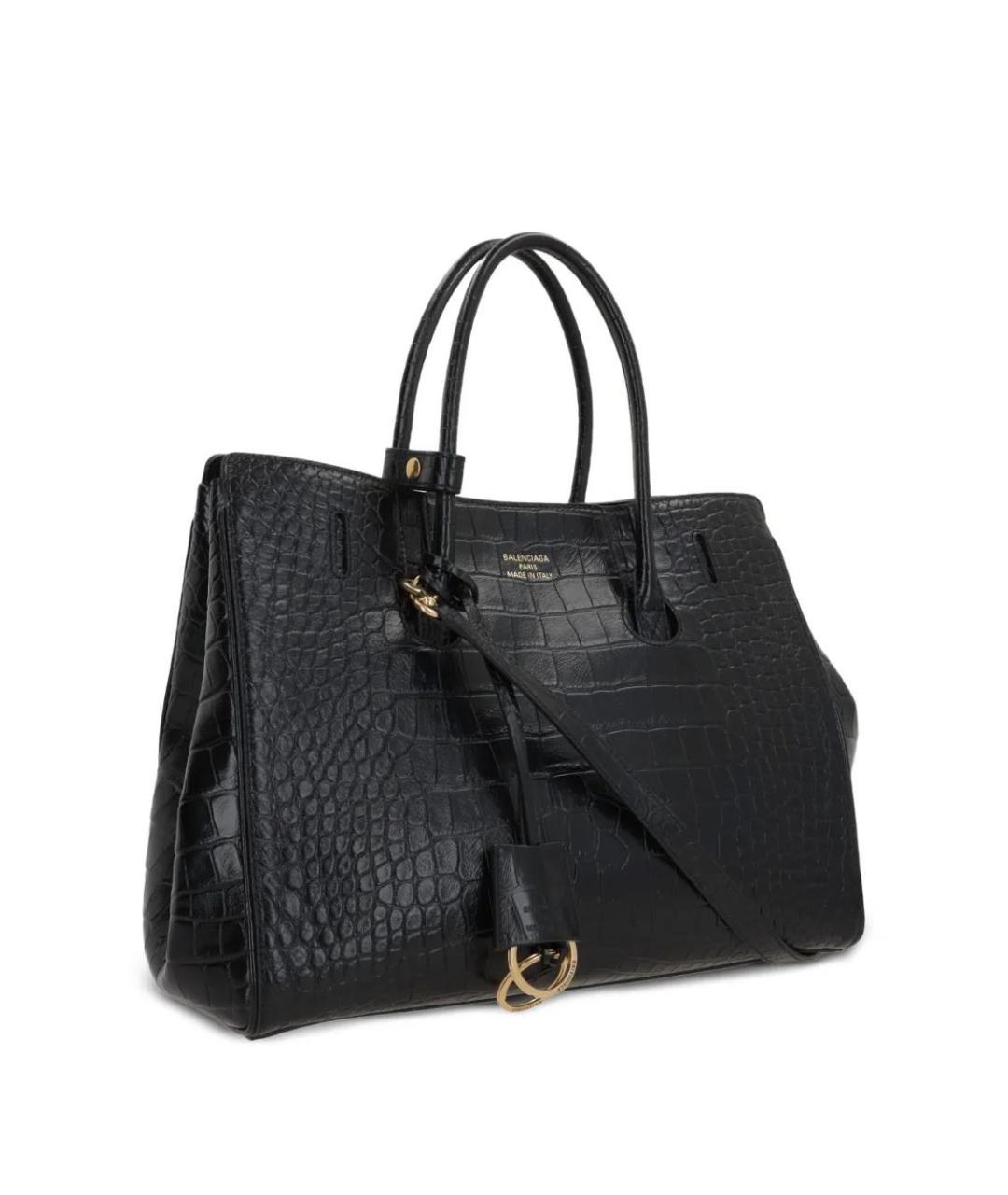 BALENCIAGA Черная кожаная сумка тоут, фото 4
