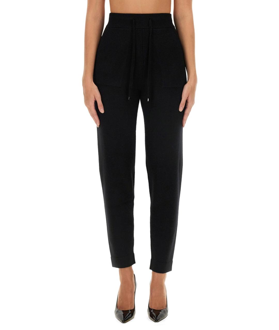 'S MAX MARA Черные кашемировые прямые брюки, фото 5