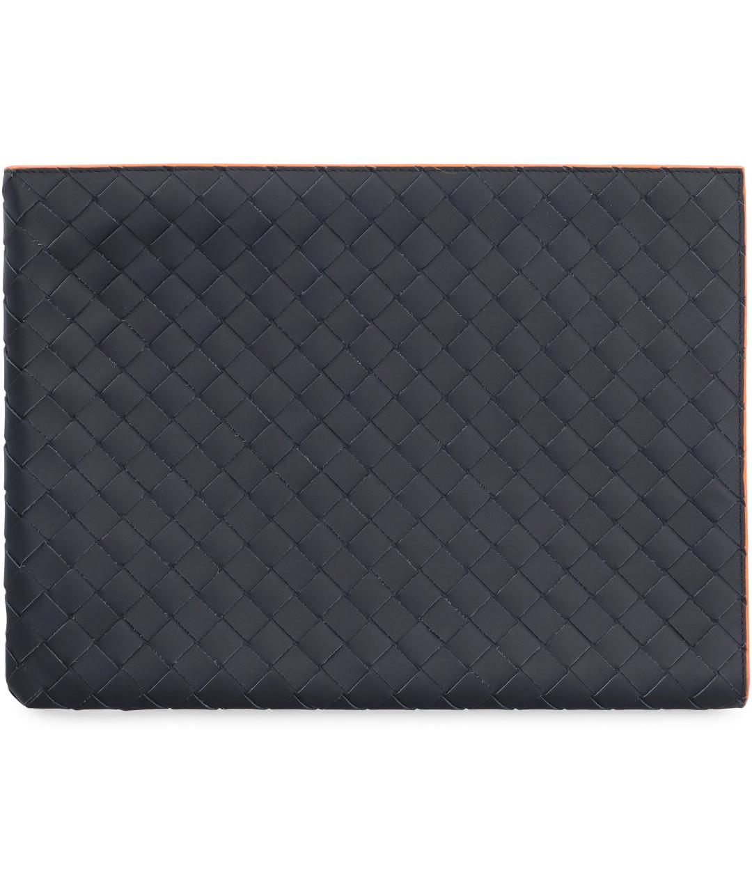 BOTTEGA VENETA Синяя кожаная барсетка, фото 2