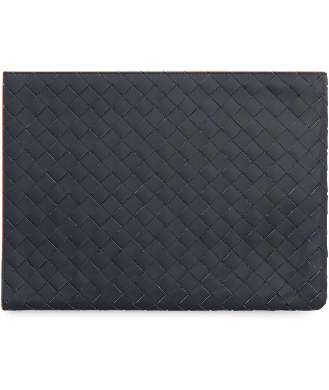 BOTTEGA VENETA Синяя кожаная барсетка, фото 4