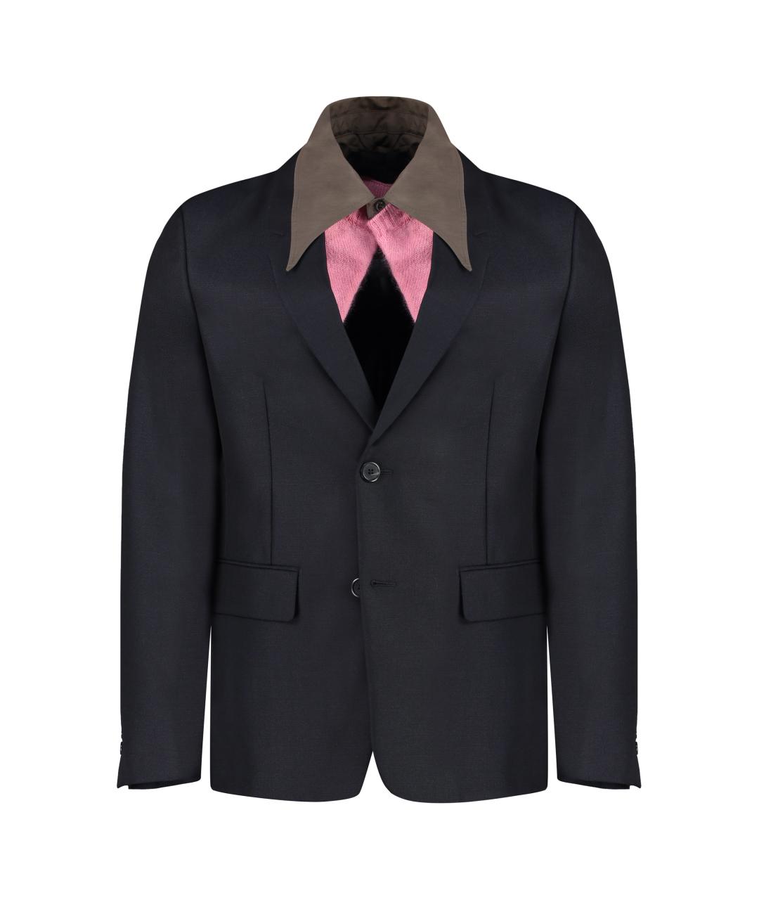 PRADA Темно-синий шерстяной пиджак, фото 1