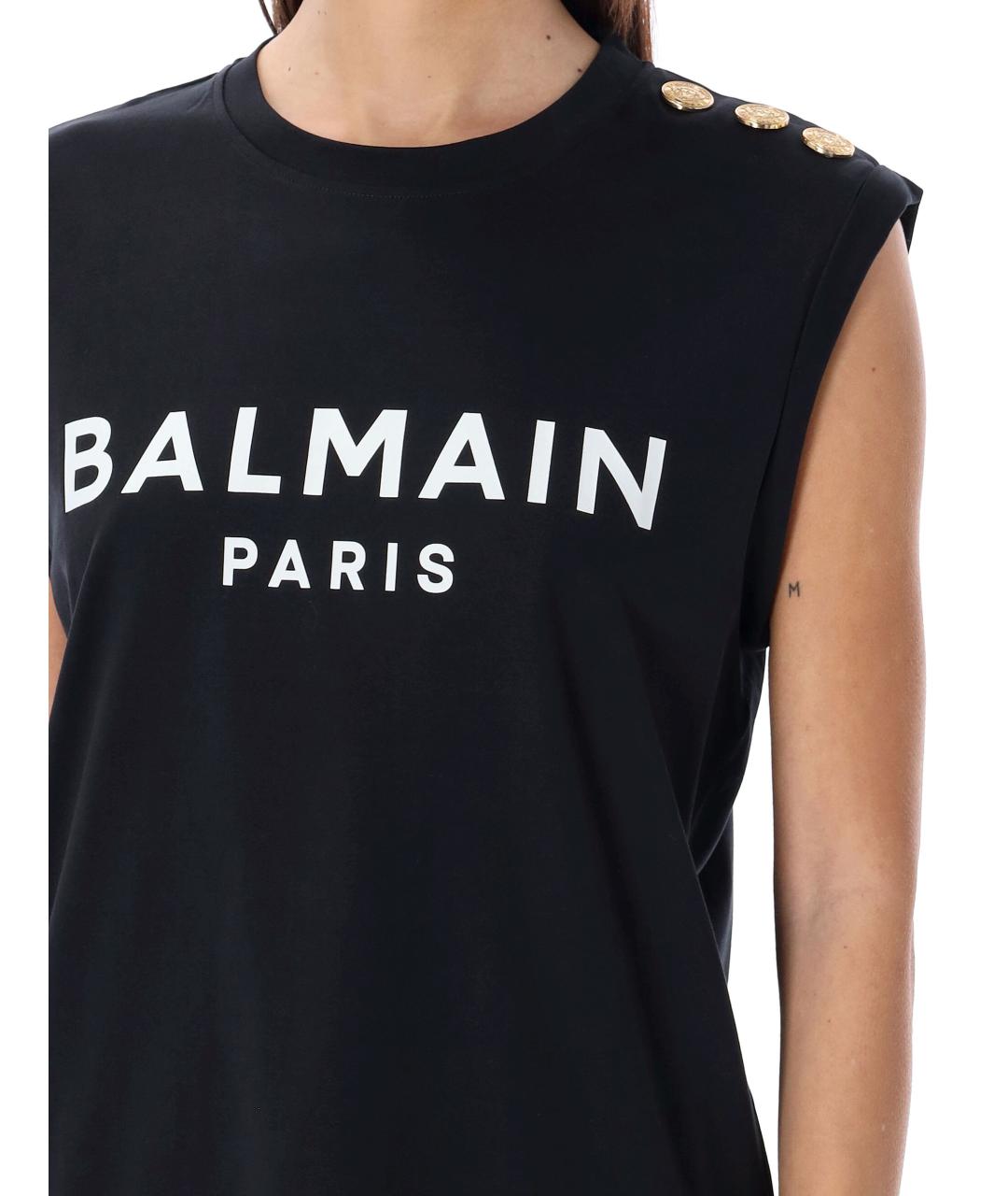BALMAIN Черная хлопковая футболка, фото 4