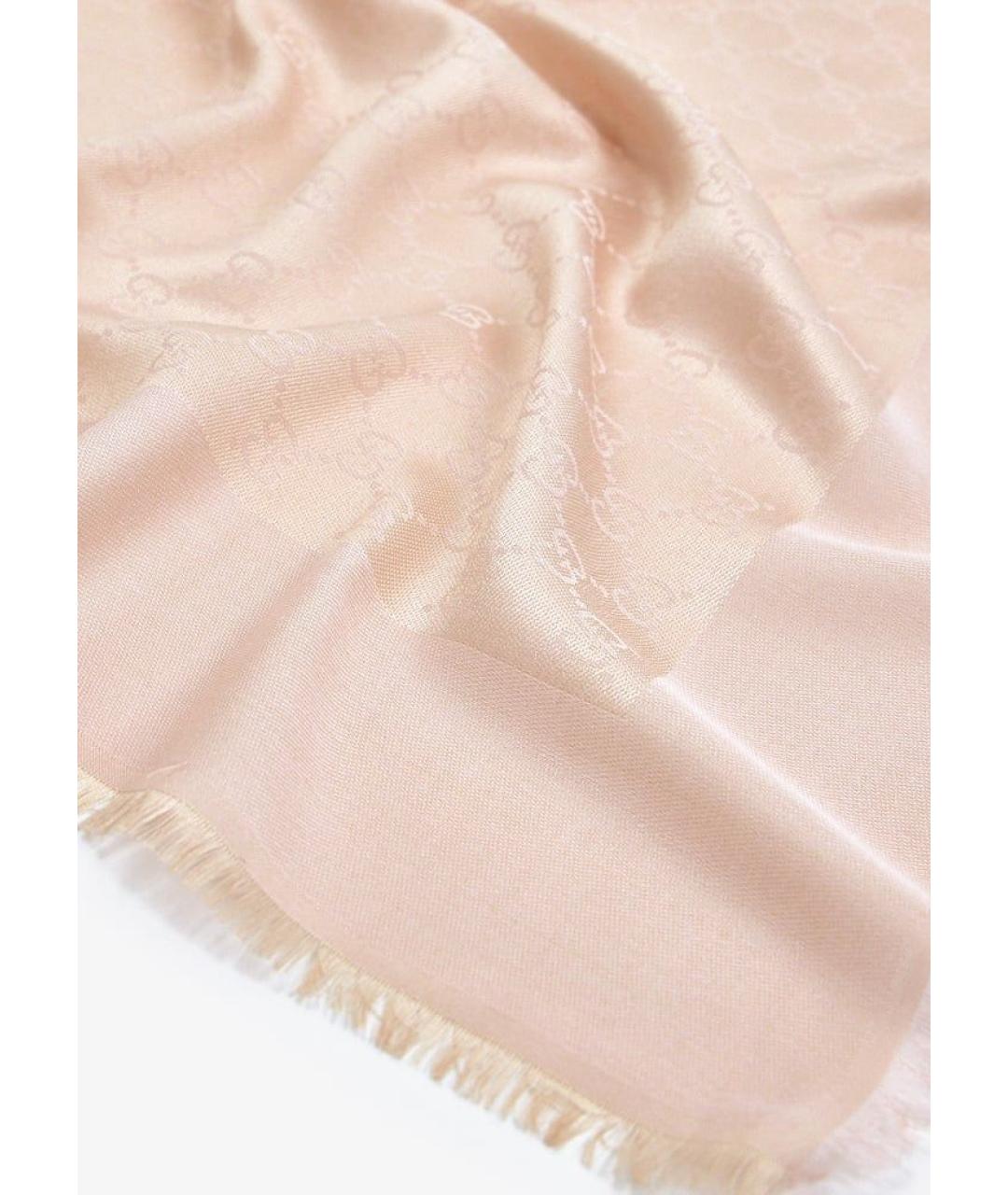 GUCCI Розовый хлопковый шарф, фото 2