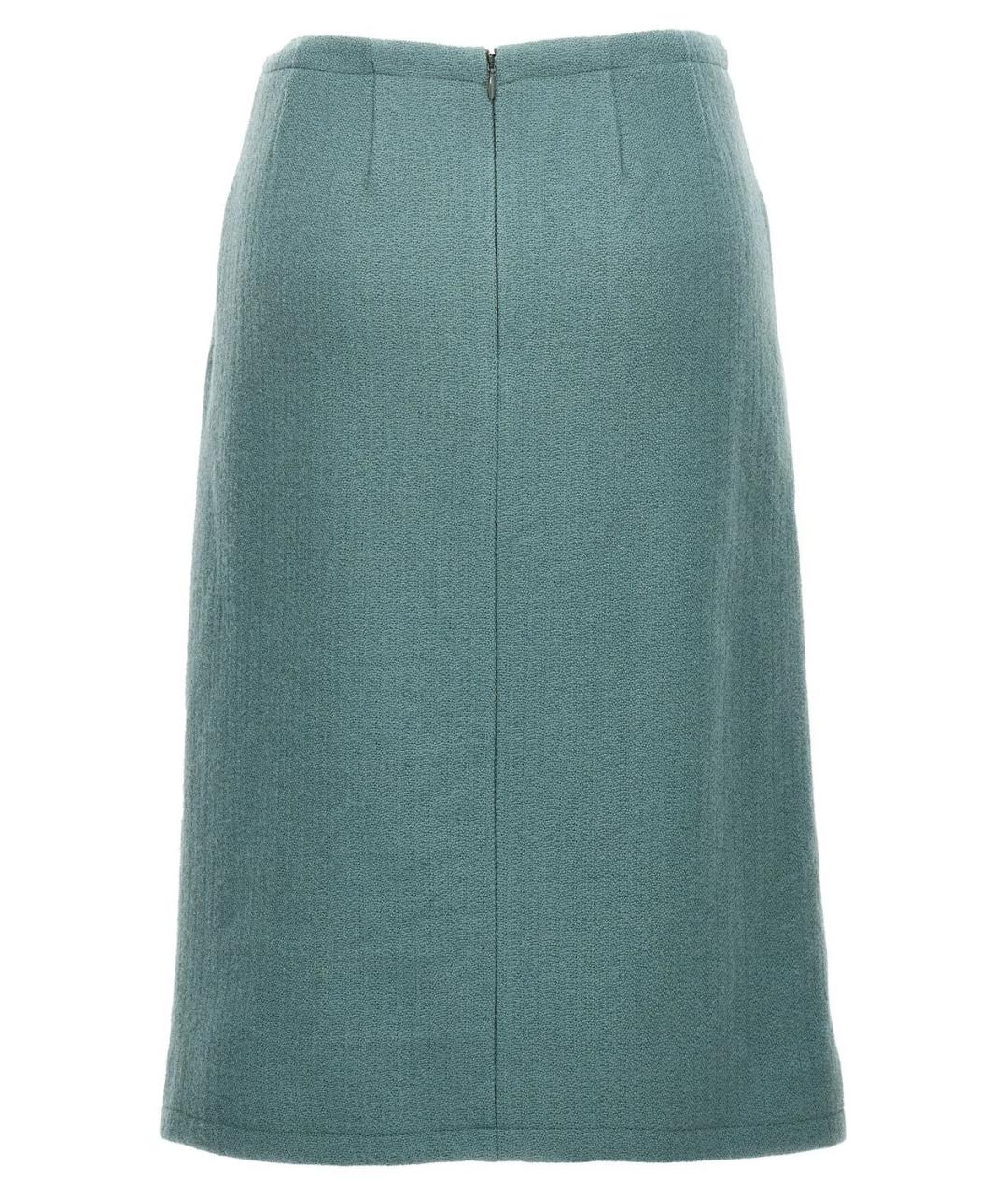 DRIES VAN NOTEN Бирюзовая шерстяная юбка миди, фото 2