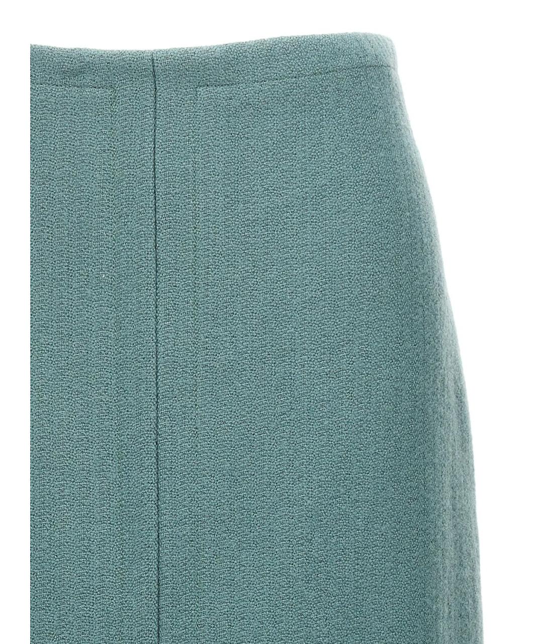 DRIES VAN NOTEN Бирюзовая шерстяная юбка миди, фото 3