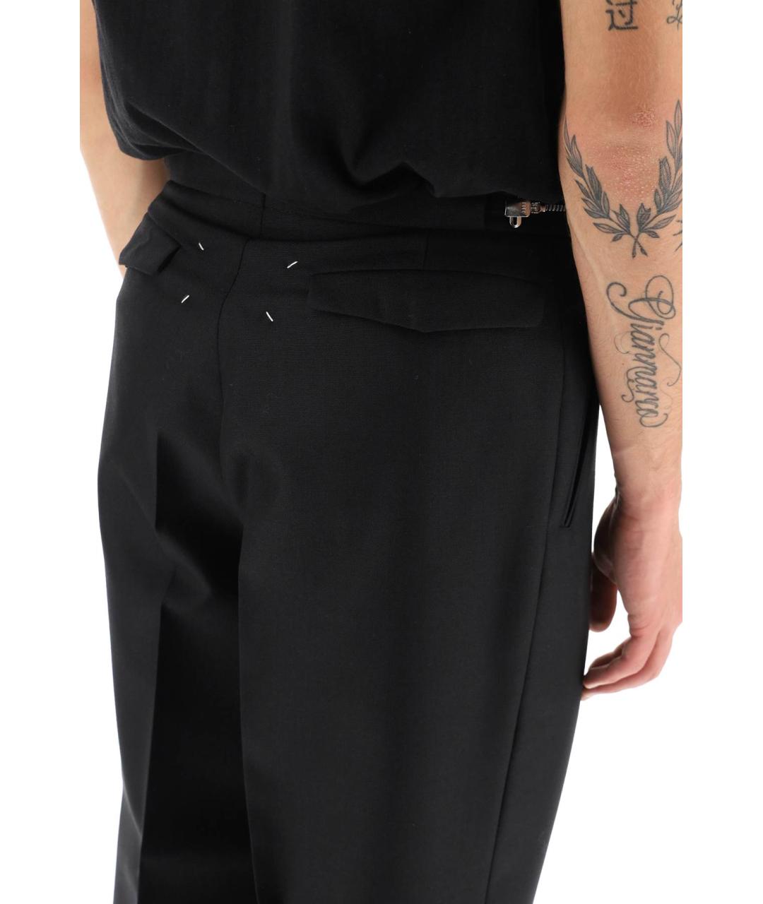 MAISON MARGIELA Черные хлопковые прямые брюки, фото 4
