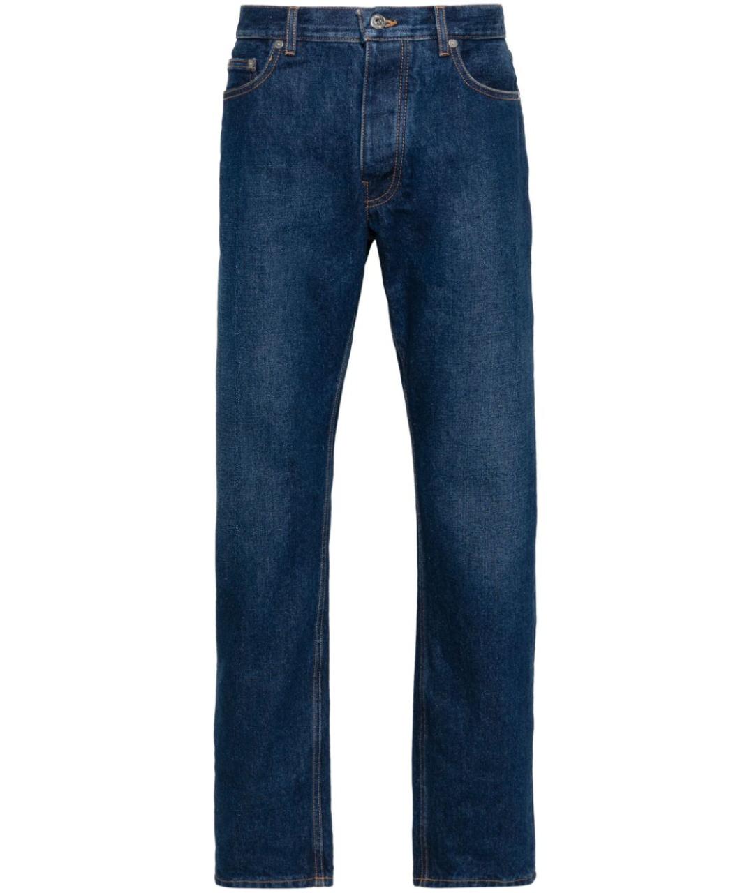 OFF-WHITE Синие хлопковые прямые джинсы, фото 1