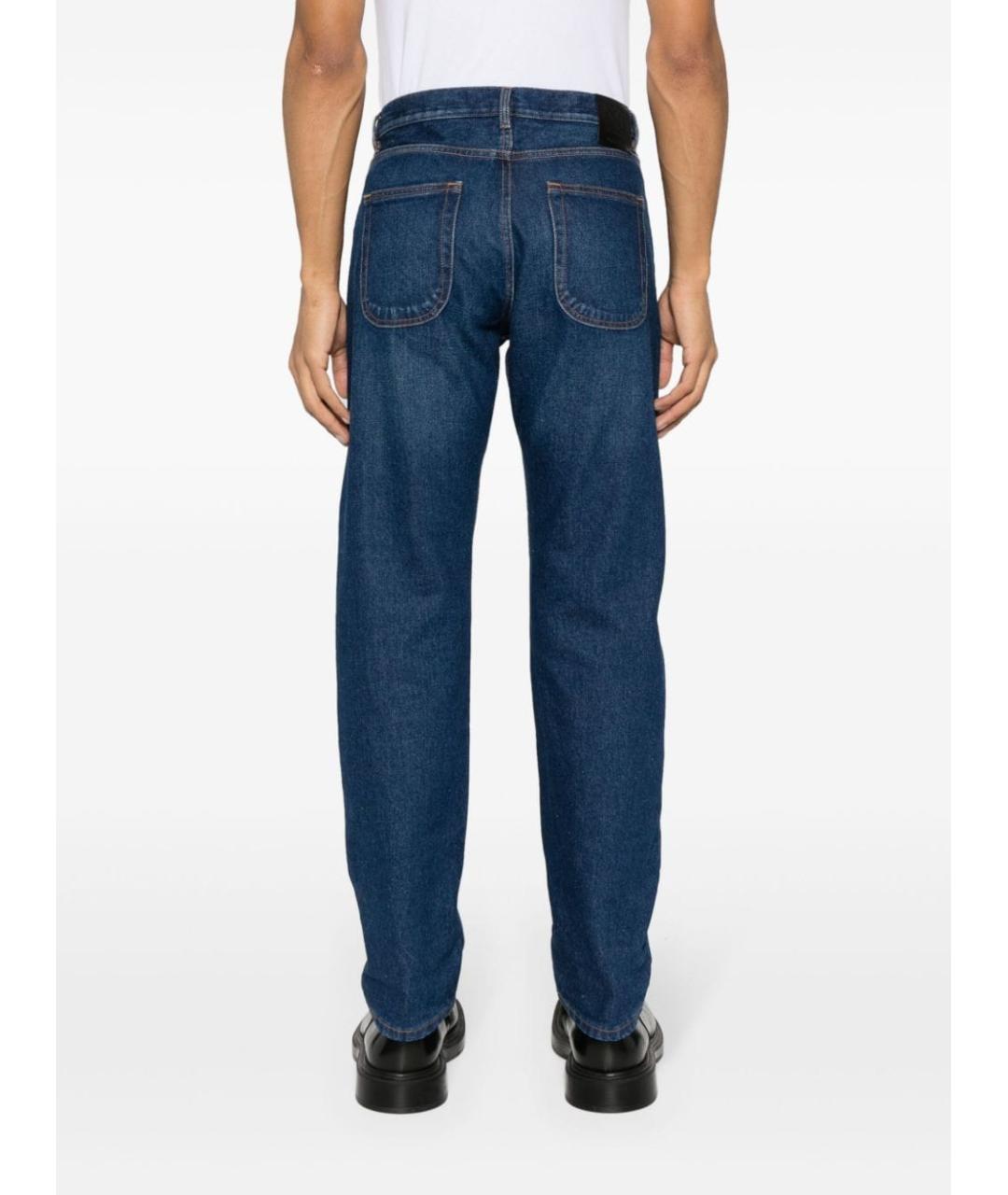 OFF-WHITE Синие хлопковые прямые джинсы, фото 4