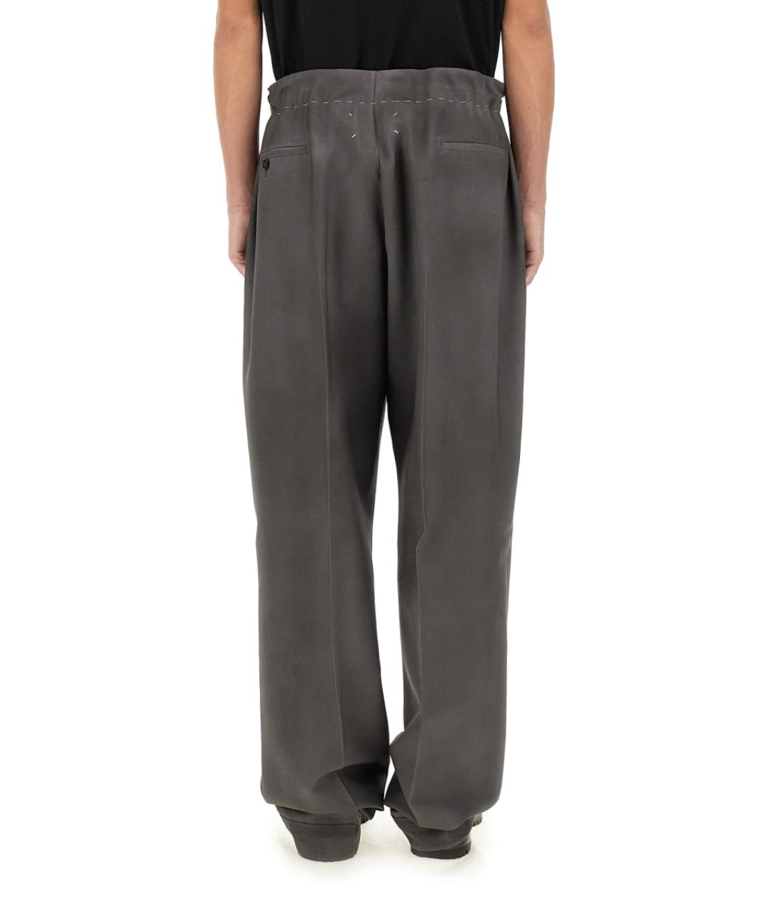 MAISON MARGIELA Серые шерстяные прямые брюки, фото 5