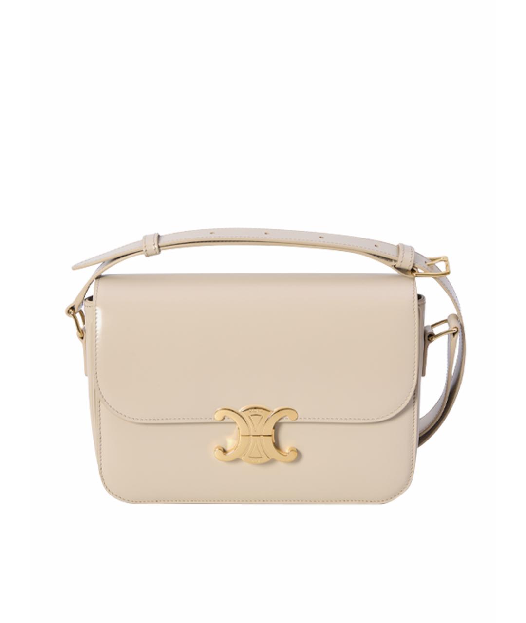 CELINE Бежевая кожаная сумка через плечо, фото 1