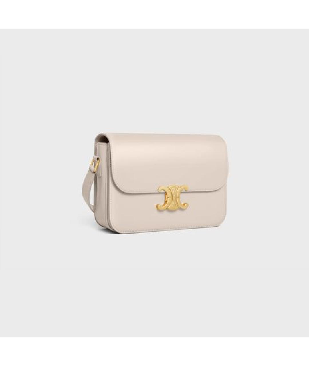 CELINE Бежевая кожаная сумка через плечо, фото 2