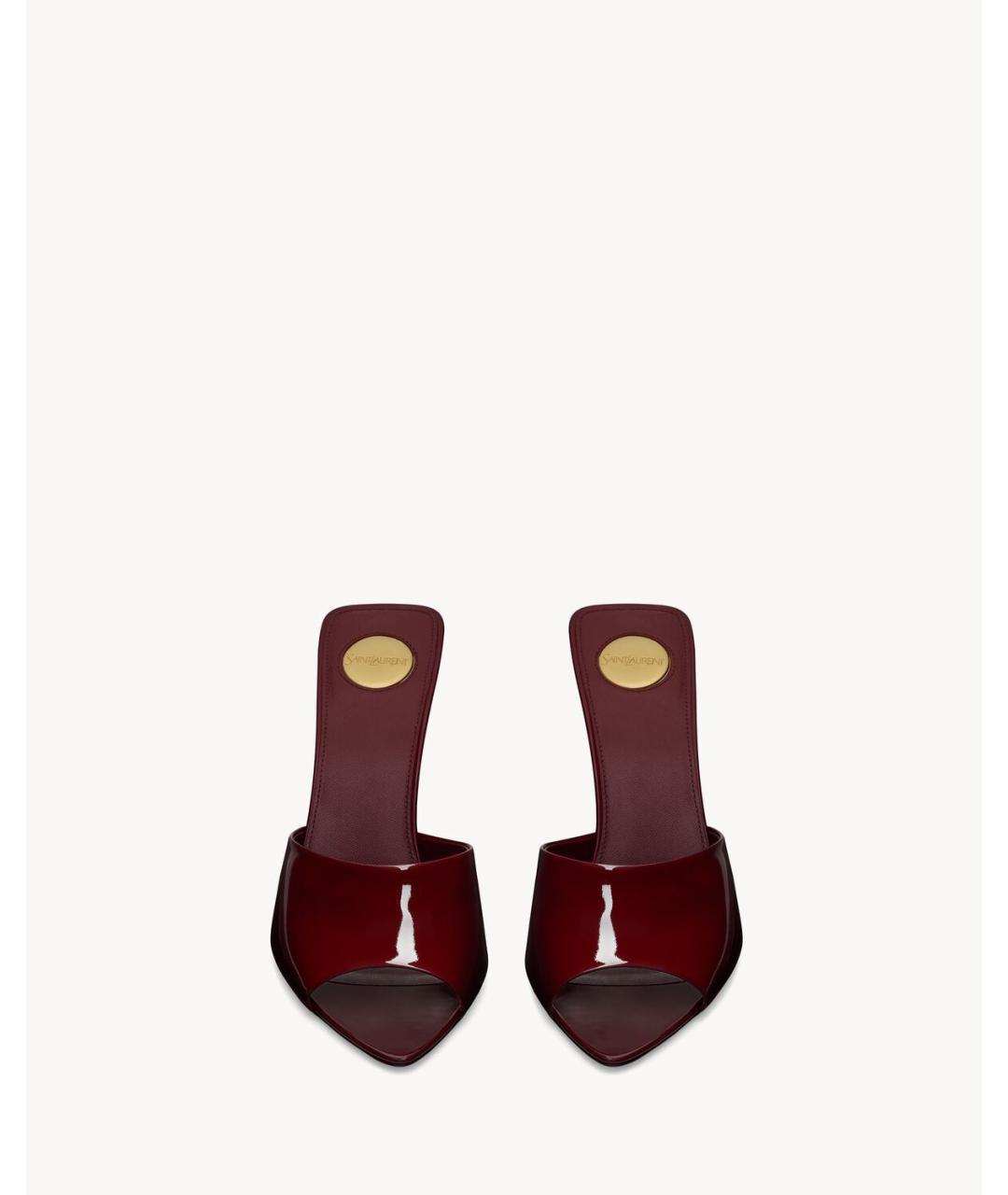 SAINT LAURENT Красные мюли из лакированной кожи, фото 2