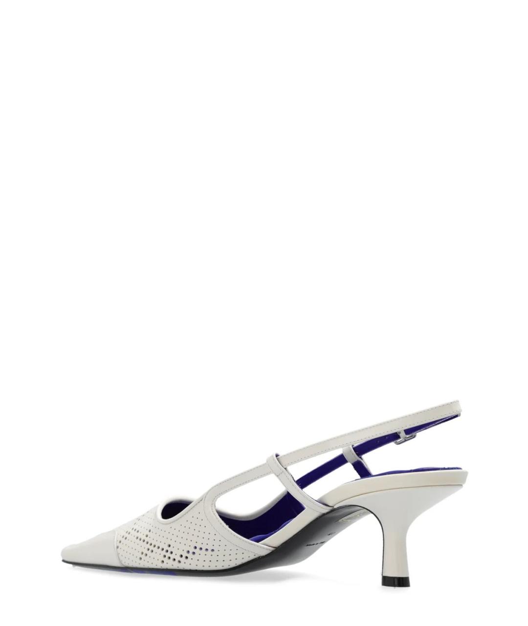 BURBERRY Белые кожаные лодочки на низком каблуке, фото 3