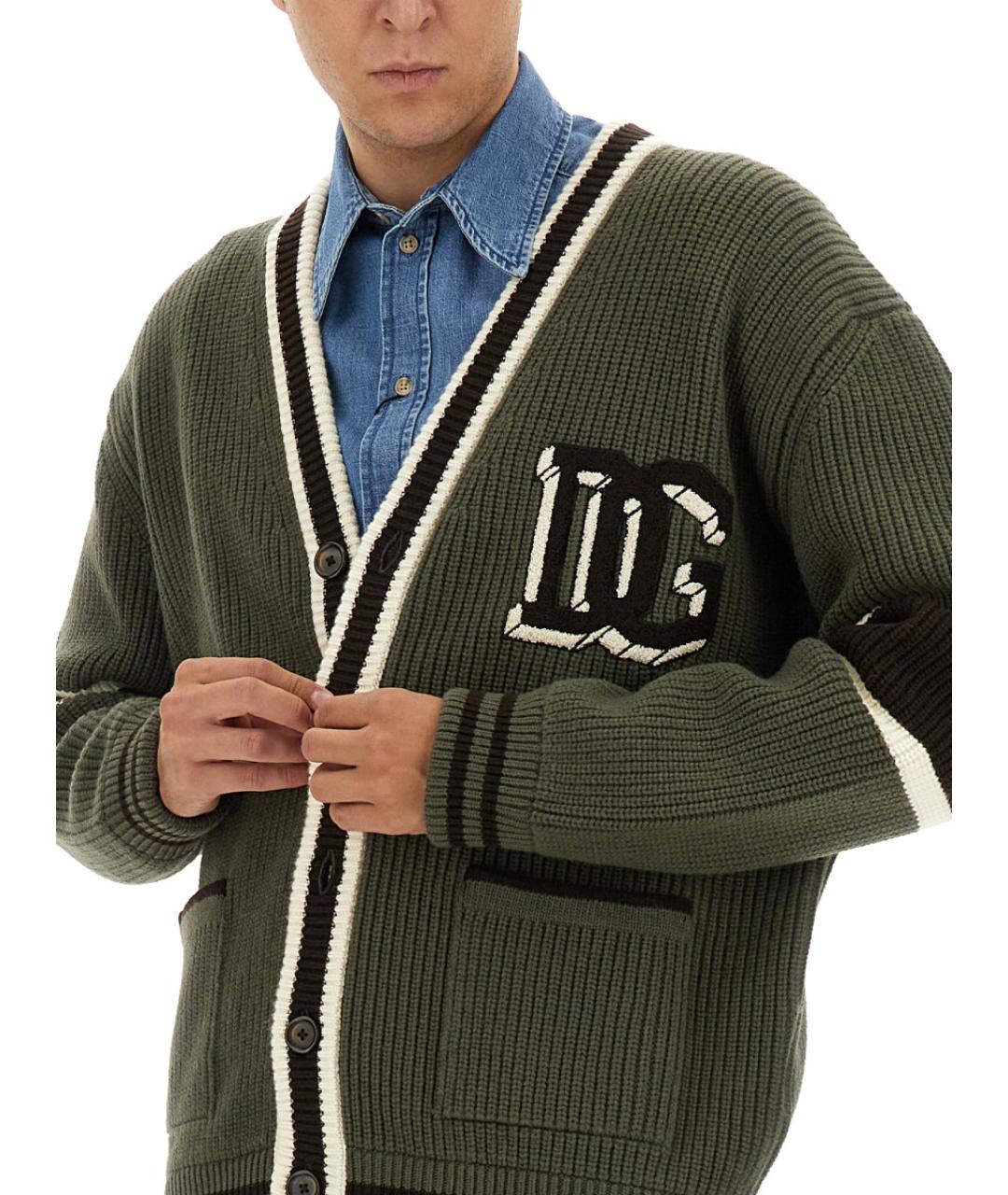 DOLCE&GABBANA Хаки шерстяной кардиган, фото 5