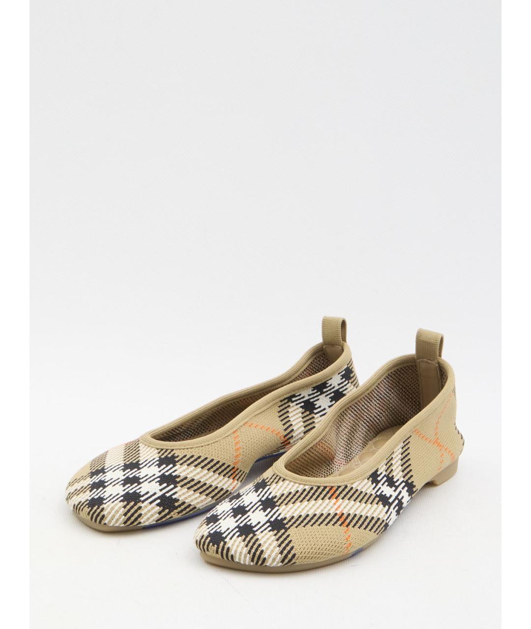 BURBERRY Бежевые синтетические балетки, фото 2