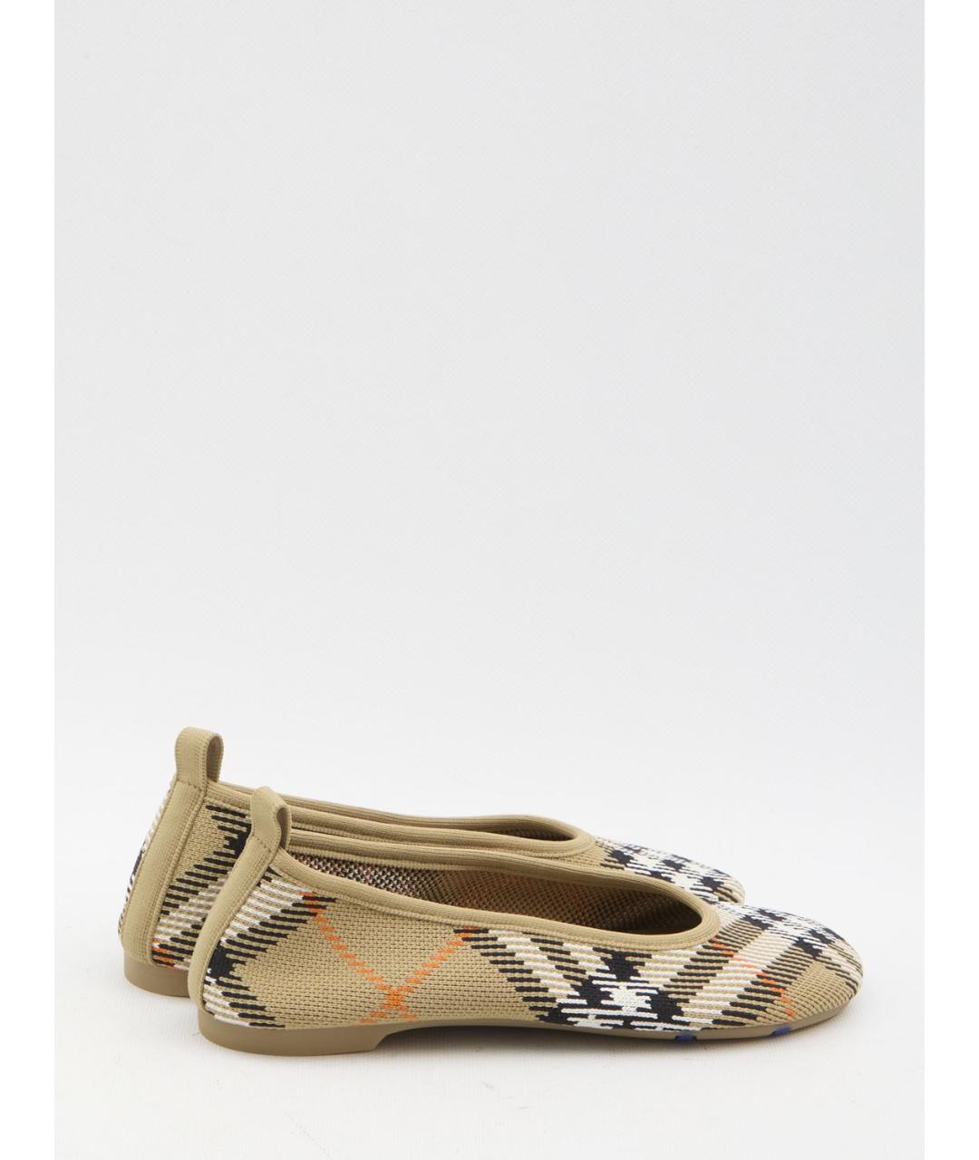 BURBERRY Бежевые синтетические балетки, фото 3