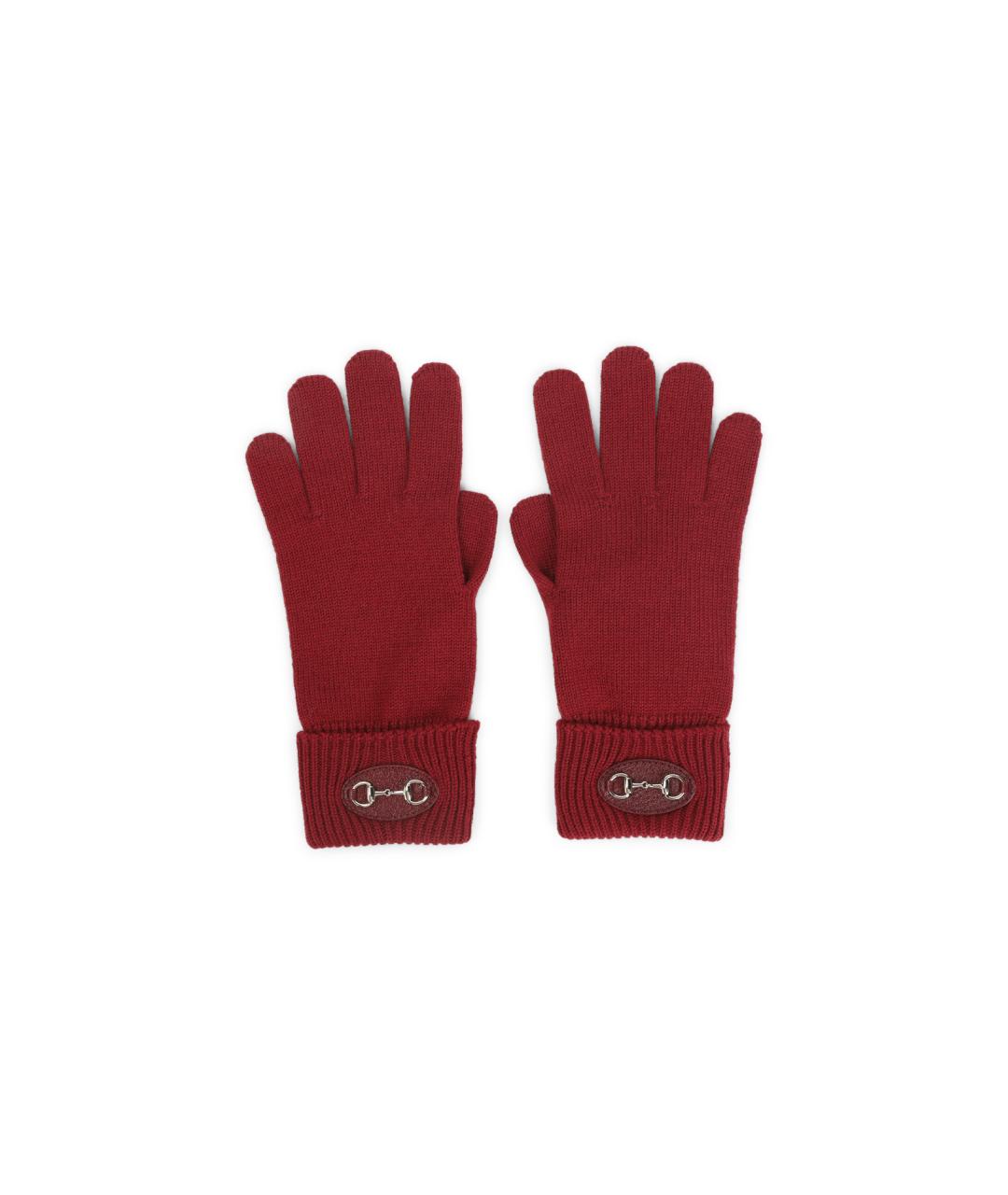GUCCI Красные шерстяные перчатки, фото 1