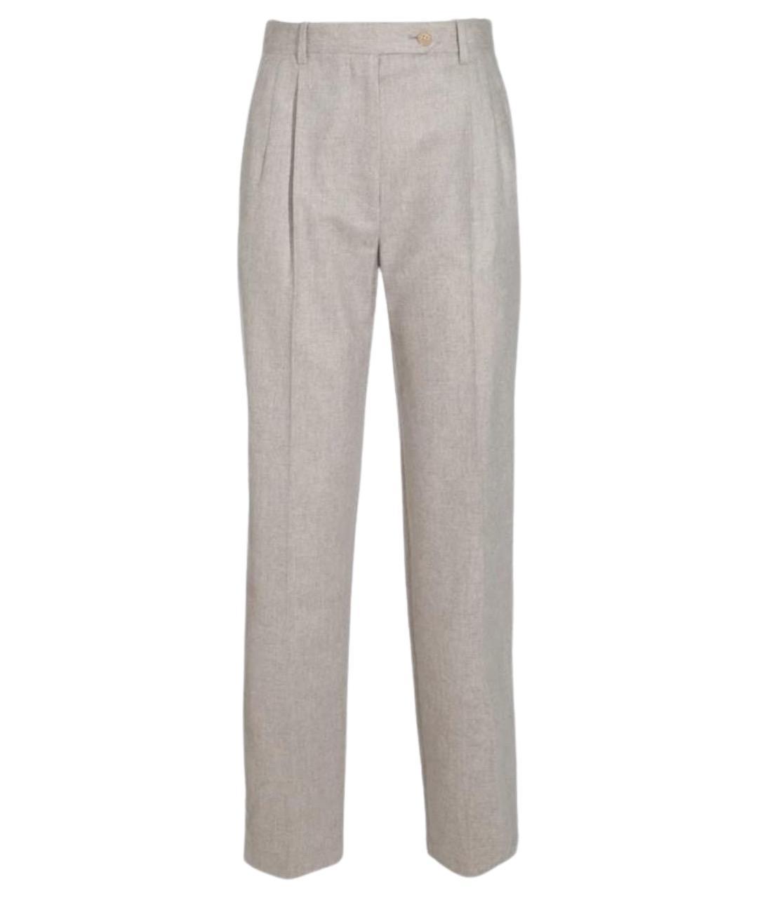 THE ROW Бежевые шерстяные прямые брюки, фото 1