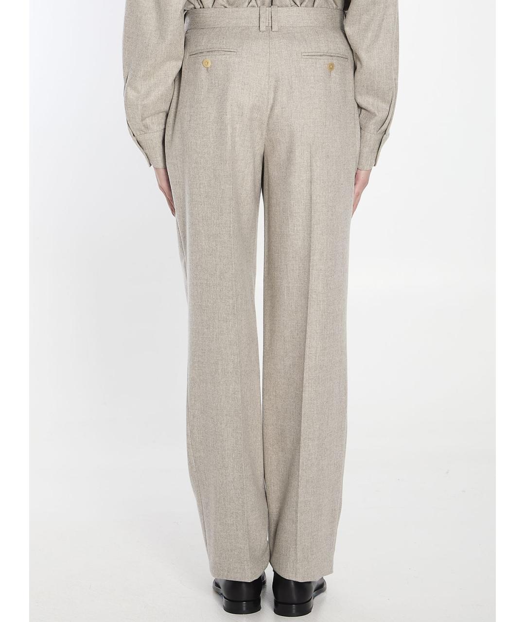 THE ROW Бежевые шерстяные прямые брюки, фото 5