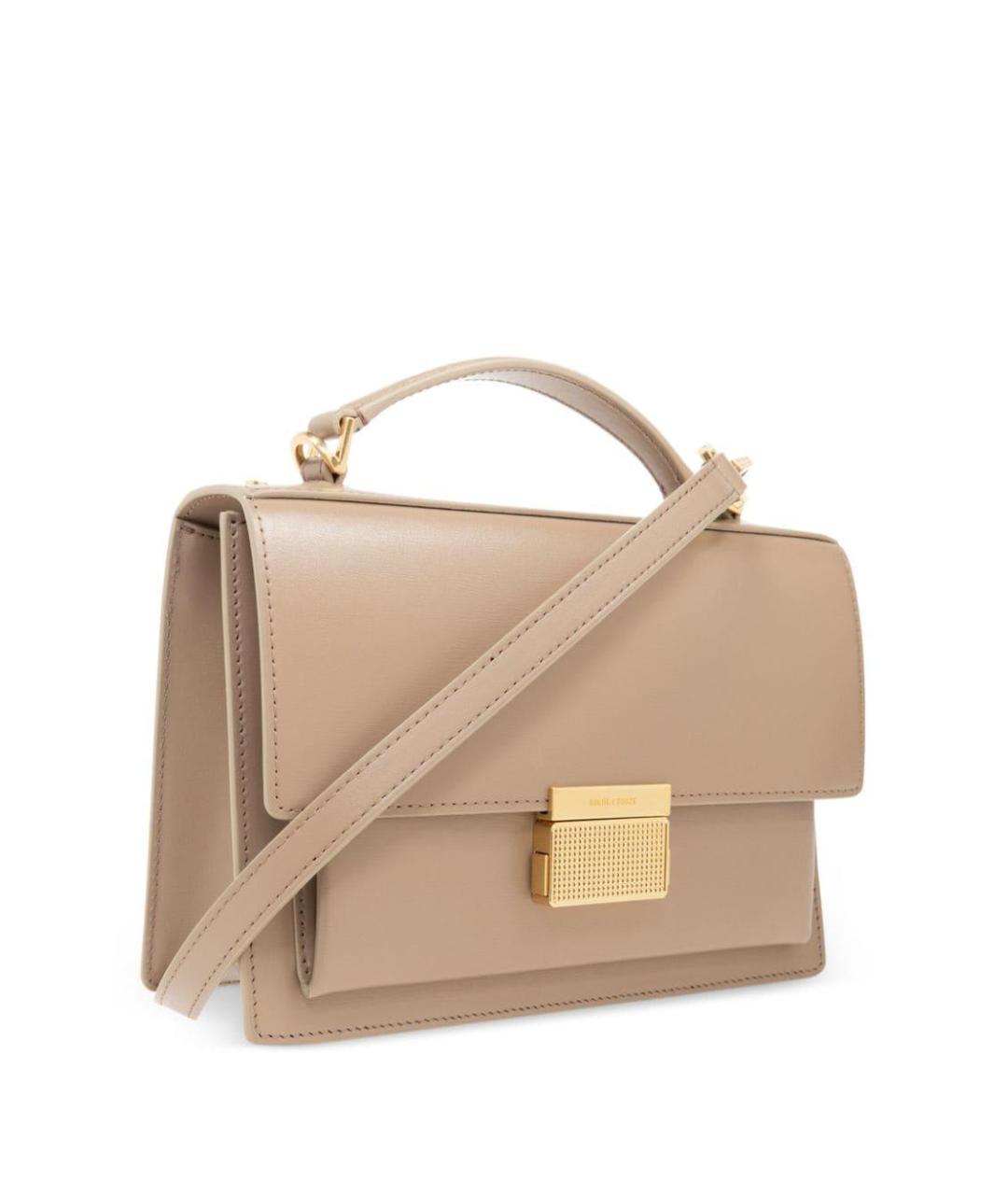 GOLDEN GOOSE DELUXE BRAND Бежевая кожаная сумка с короткими ручками, фото 4