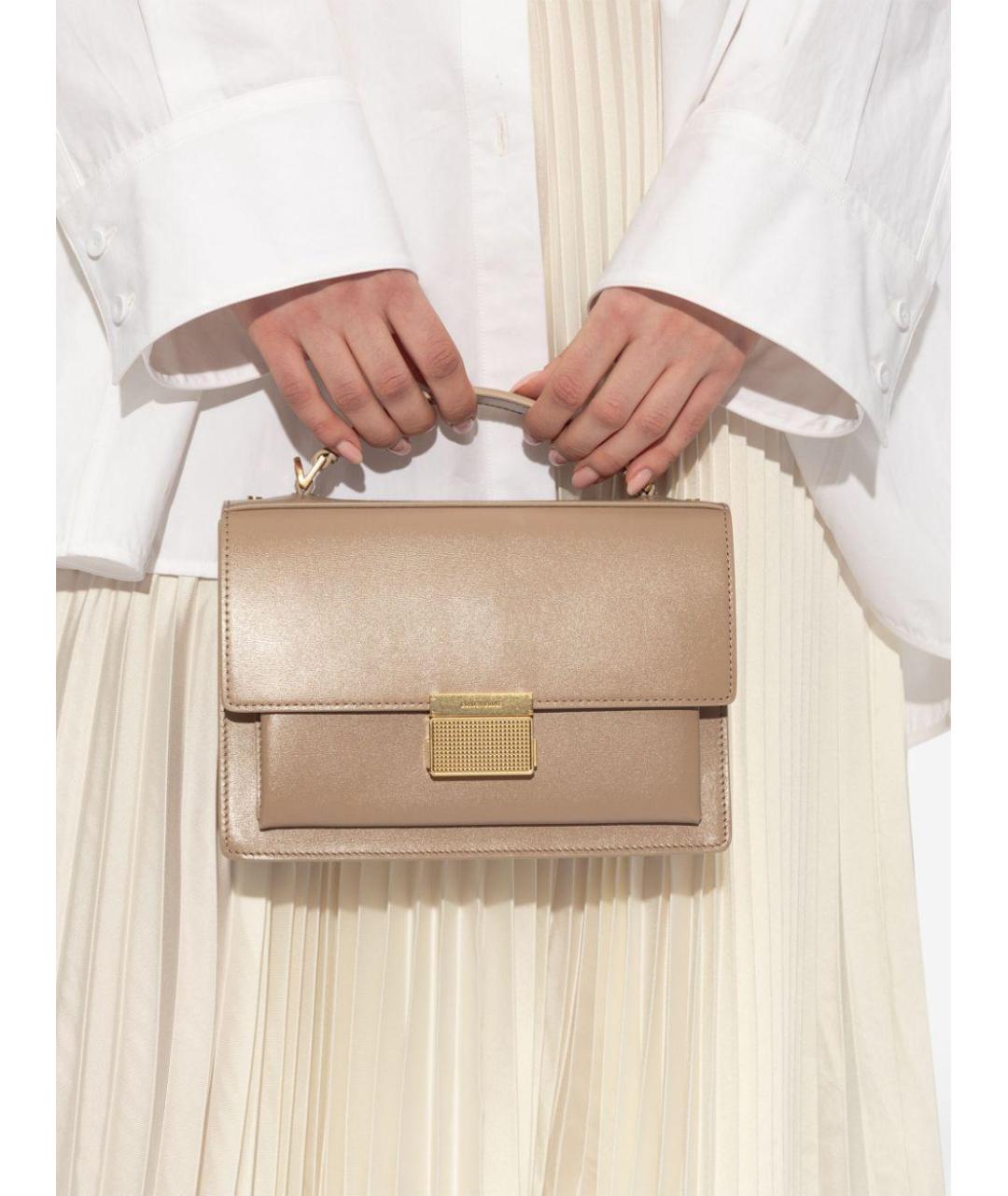 GOLDEN GOOSE DELUXE BRAND Бежевая кожаная сумка с короткими ручками, фото 2