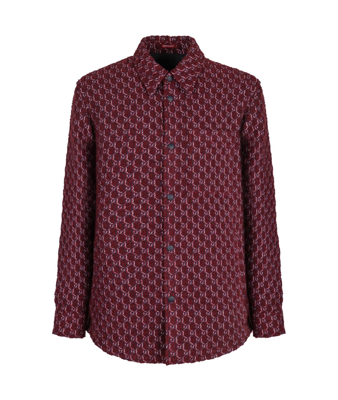 GUCCI Бордовая шерстяная кэжуал рубашка, фото 1