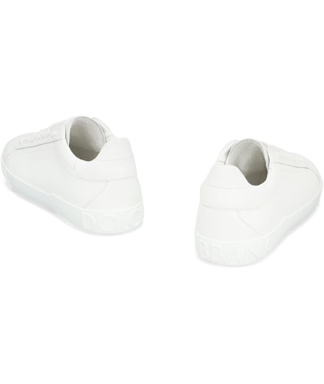 DOLCE&GABBANA Белые кожаные низкие кроссовки / кеды, фото 4