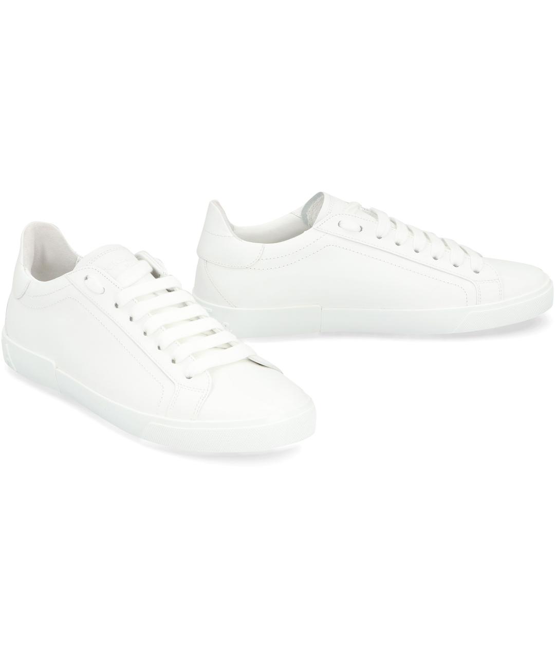 DOLCE&GABBANA Белые кожаные низкие кроссовки / кеды, фото 3