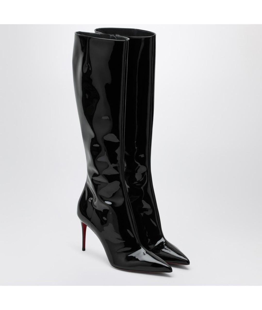 CHRISTIAN LOUBOUTIN Черные сапоги из лакированной кожи, фото 2