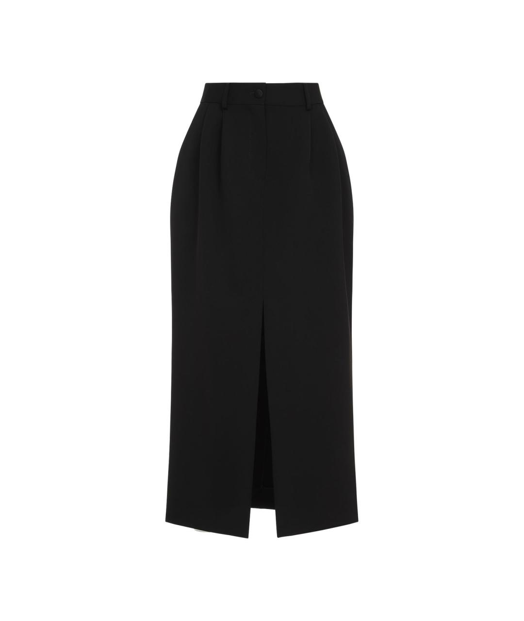 DOLCE&GABBANA Черная шерстяная юбка миди, фото 1