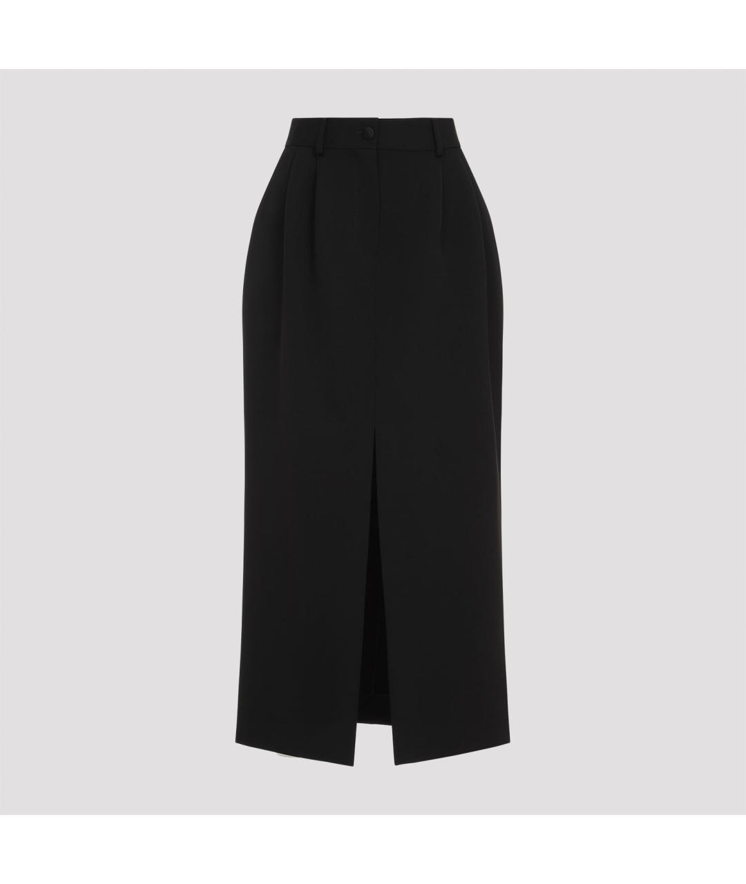 DOLCE&GABBANA Черная шерстяная юбка миди, фото 2