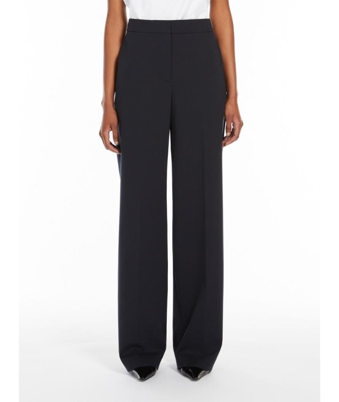 MAX MARA Антрацитовые хлопковые прямые брюки, фото 2