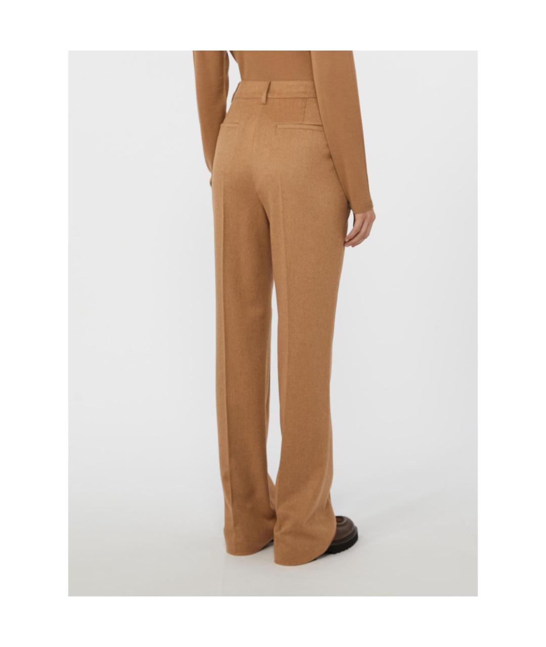 MAX MARA Бежевые шерстяные прямые брюки, фото 3