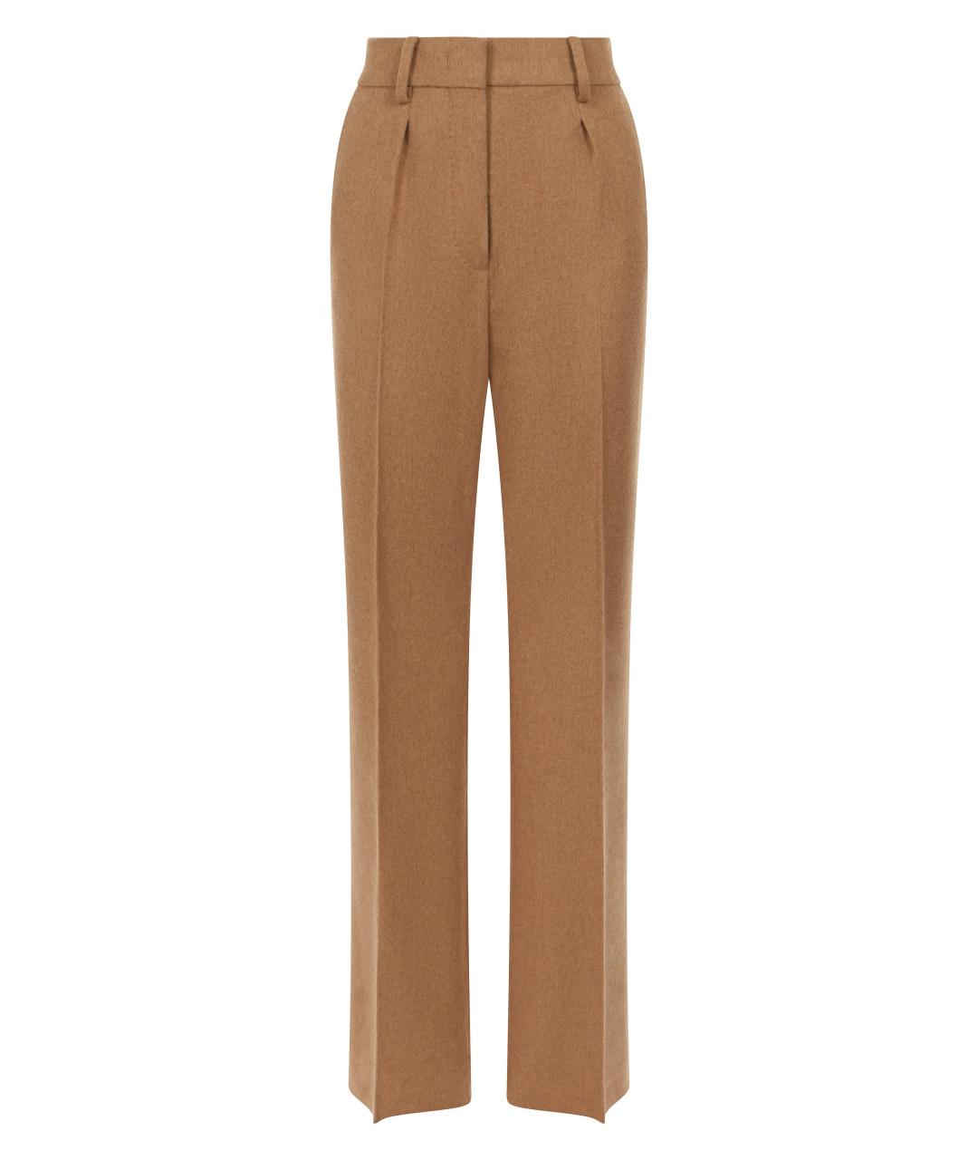 MAX MARA Бежевые шерстяные прямые брюки, фото 1