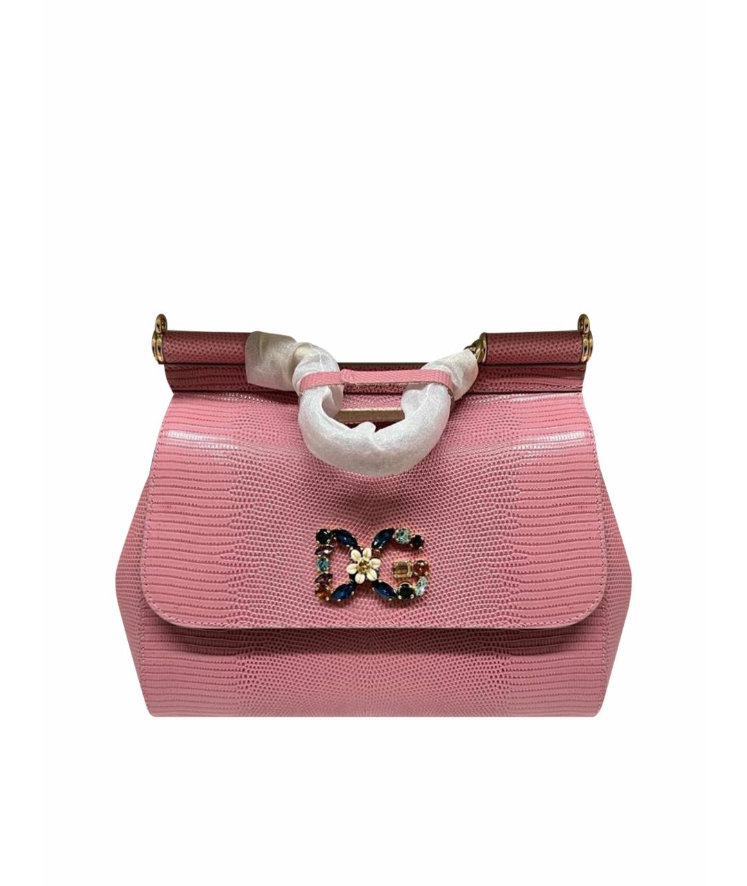 DOLCE&GABBANA Розовая кожаная сумка через плечо, фото 1