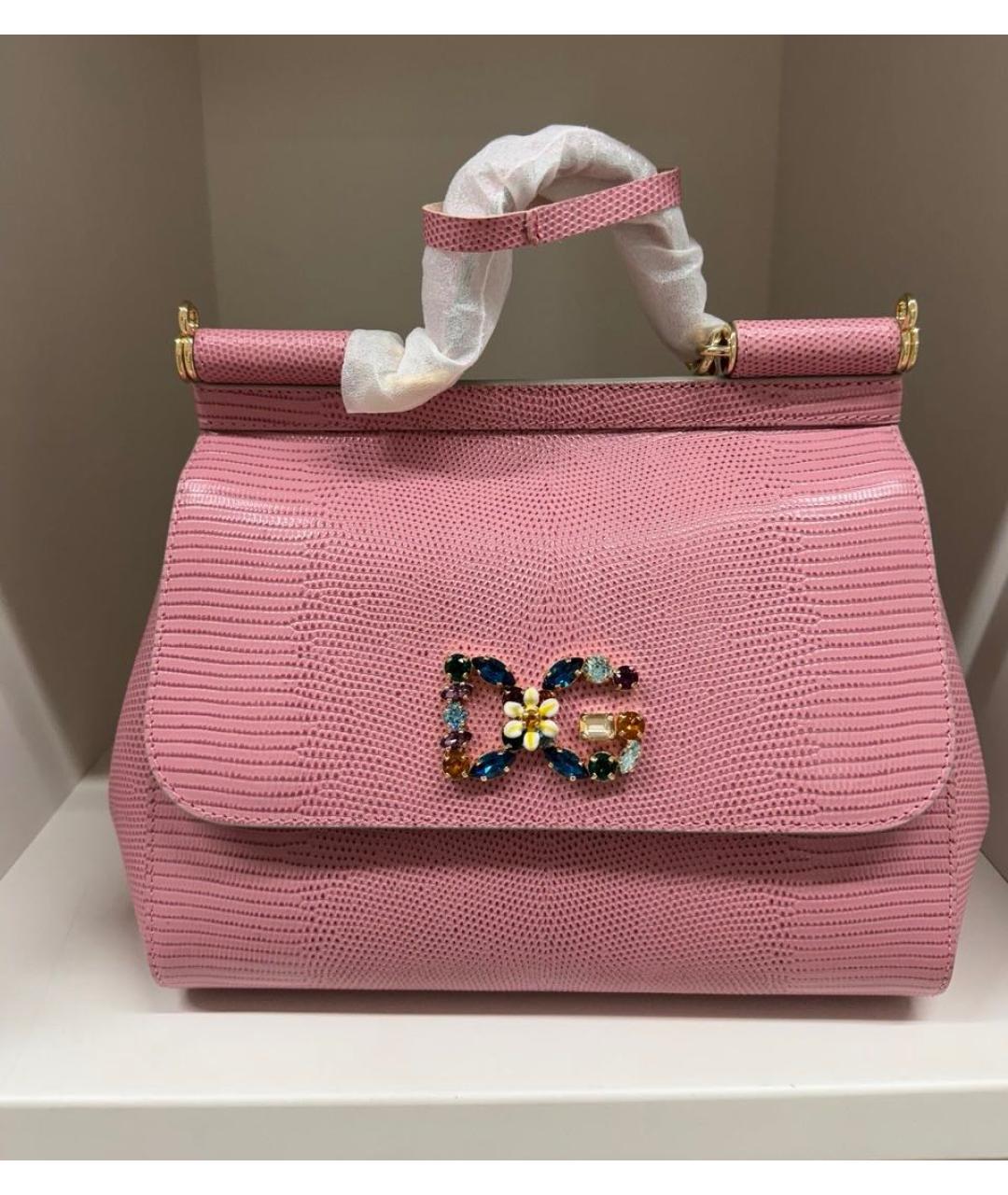 DOLCE&GABBANA Розовая кожаная сумка через плечо, фото 3