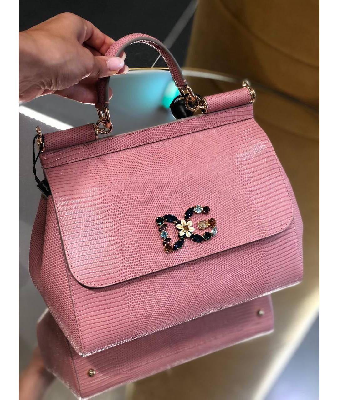 DOLCE&GABBANA Розовая кожаная сумка через плечо, фото 4