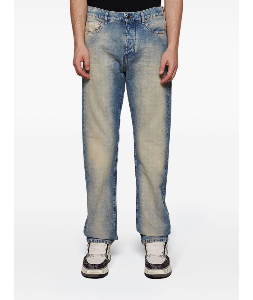 AMIRI Голубые хлопковые прямые джинсы, фото 3