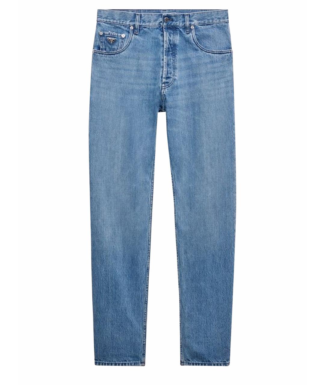 PRADA Синие хлопковые повседневные брюки, фото 1