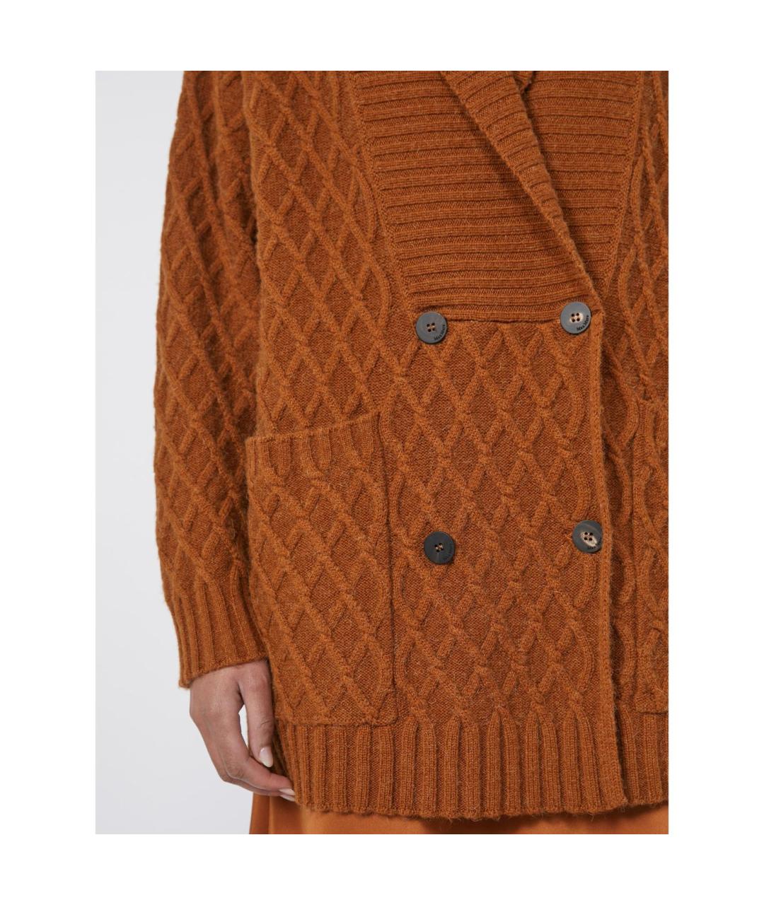 MAX MARA Коричневый шерстяной кардиган, фото 4