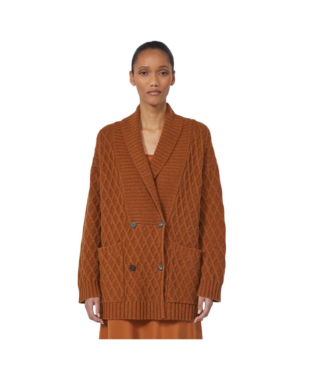 MAX MARA Коричневый шерстяной кардиган, фото 2