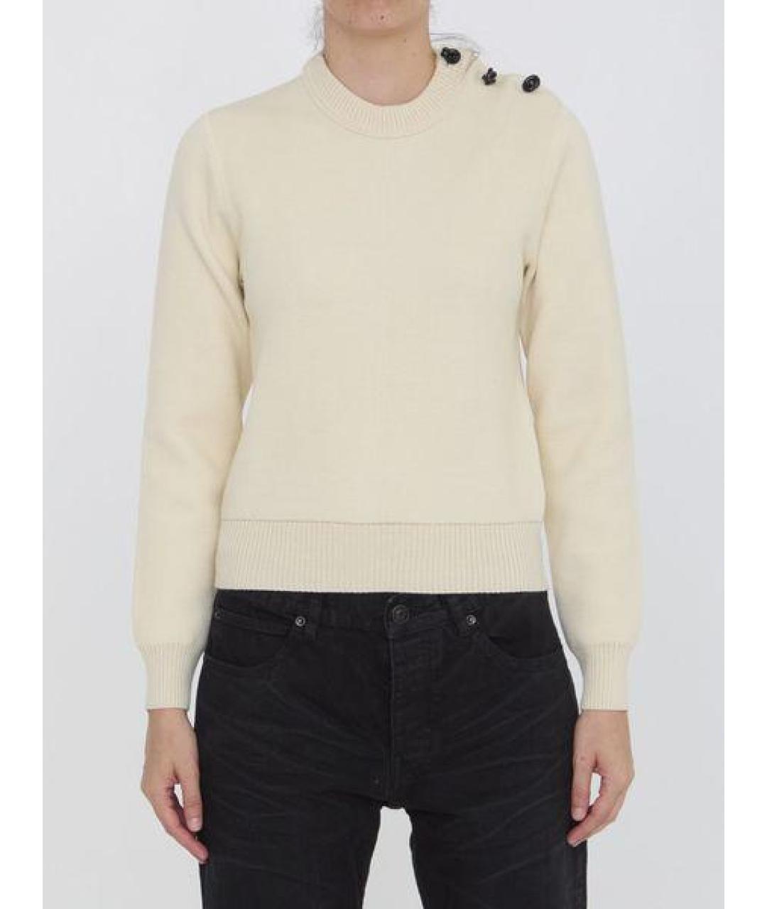 BOTTEGA VENETA Белый шерстяной джемпер / свитер, фото 2