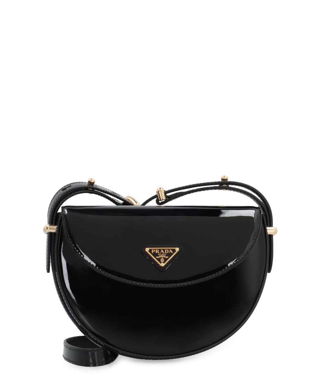 PRADA Черная сумка через плечо из лакированной кожи, фото 1