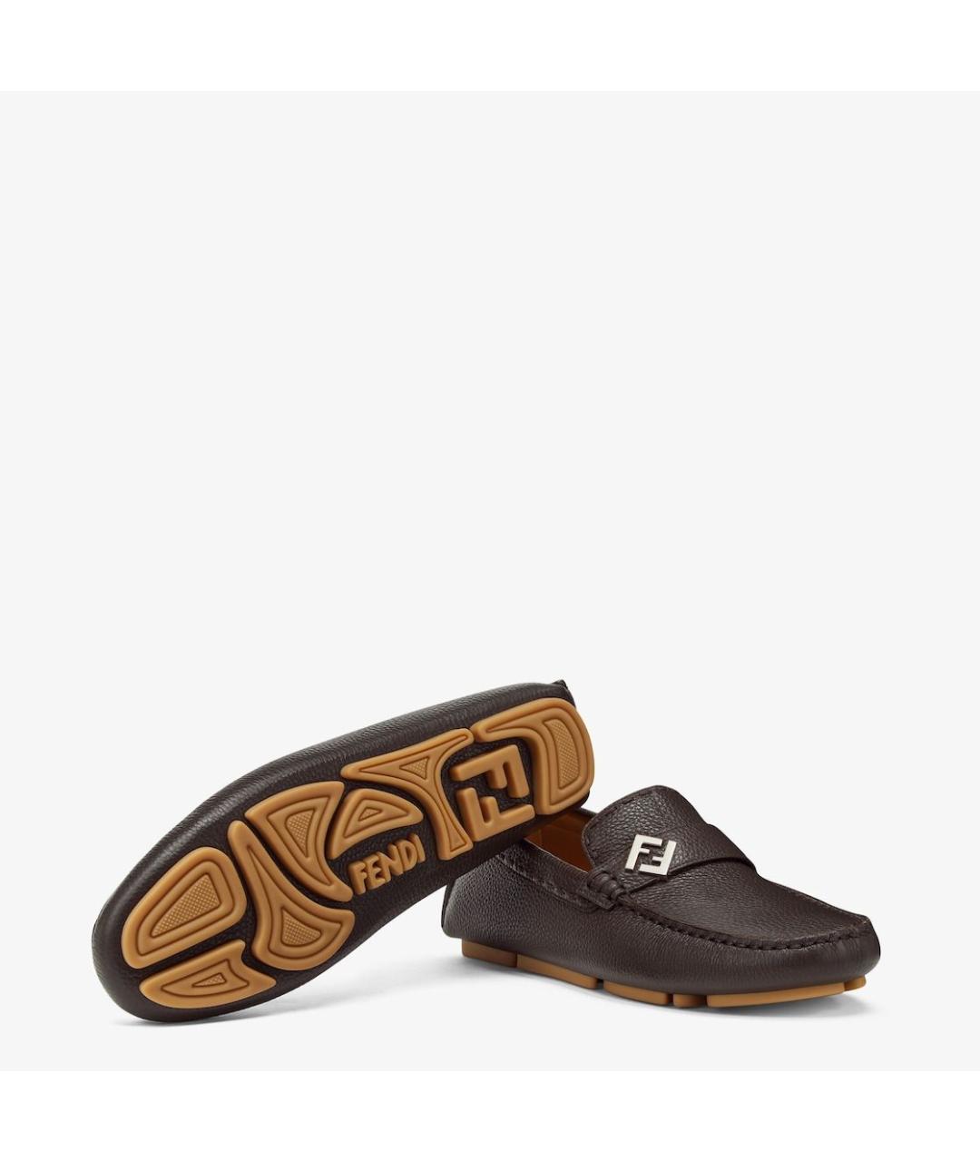 FENDI Коричневые кожаные лоферы, фото 2